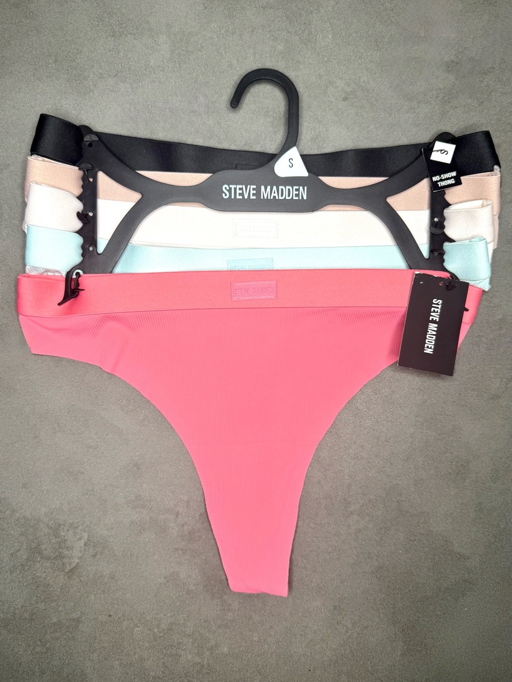 Steve Madden Bikini Thong Set - Coral, Black, Cream, Light Blue, Pink